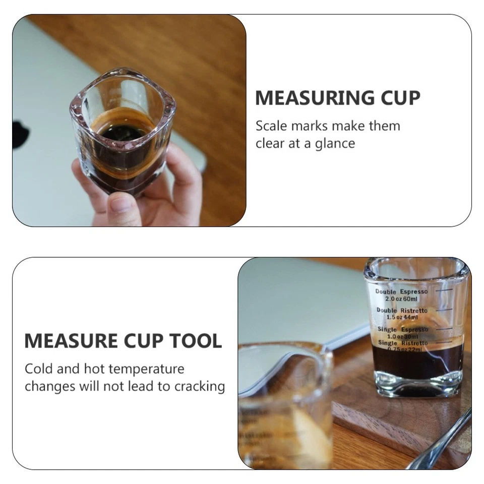 6 Pcs Espresso Cups Measuring and Spoons Set Milk Glass with Scale - Image 3 of 4