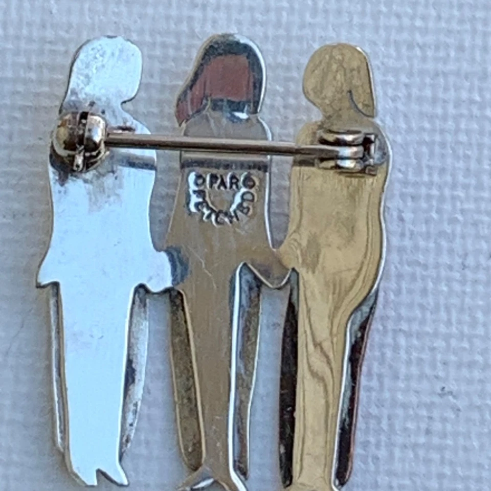 Broche prendedor de tres hermanas de plata esterlina tricolor de gran alcance 925 para mujer 6,37 G Foto 3 de 4