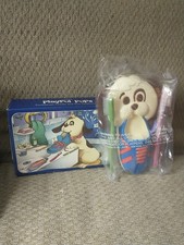 Vintage Avon Playful Pups Toothbrush Holder Toothbrush Set 1981 New Old Stock