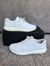 ECCO Women  s White Leather Lace-Up Walking Sneakers Size 11 EU 41