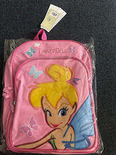 Disney Tinker Bell Girls Large 16 Pink Polyester Backpack Zip Adjustable