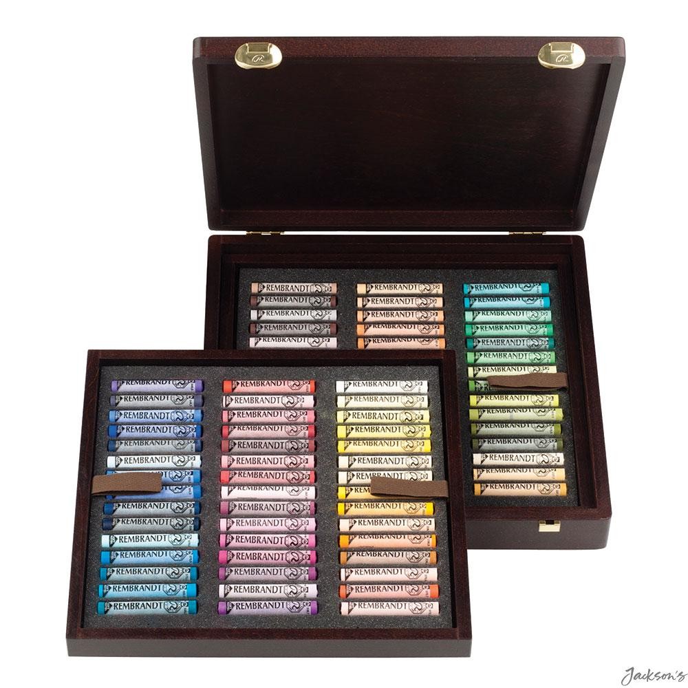 Royal Talens Rembrandt Soft Pastel Set Wooden Box 90 Portrait Drawing