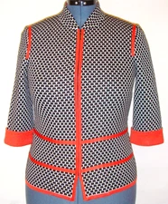 Ming Wang Women Zip Cardigan Sweater size S Jacket Geometric