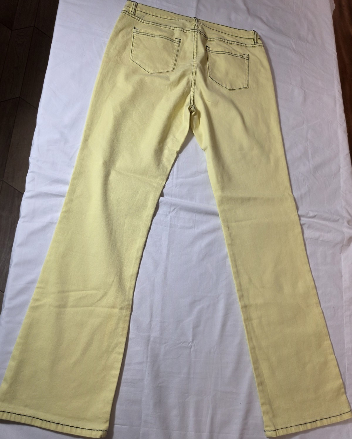 DG2 Yellow Flare Jeans,Contrast Black Topstitching, Size 16T
