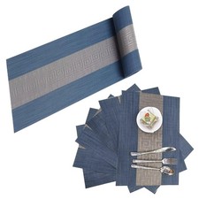 Placemats with Table Runner Set Place Mats, Woven Crossweave Placemat Vinyl K...
