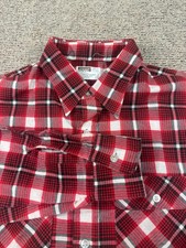 Vtg Montgomery Ward Flannel Men  s Shirt Red White XL 17-17.5 Grunge