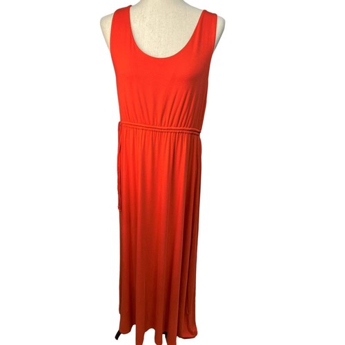 NUEVO NUEVO CON ETIQUETAS Maxi Vestido Nicole Miller New York Coral Vibrante Sin Mangas Talla L
