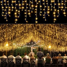 Icicle lights Outdoor - 33ft Christmas Lights with 400LED 75 Drops 8 Modes, P...