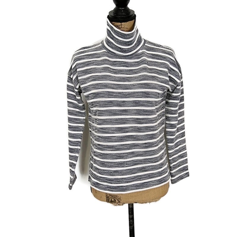 J Crew Womens sz XXS Sweater Gray White Striped Turtle Neck