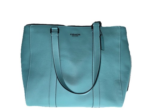 AUTHENTIC COACH BLUE GREEN PEBBLE LEATHER DOUBLE HANDLE TOTE #C8157