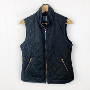 Old Navy Womens M Medium Quilted Vest Black Barn Gold Hardware A1