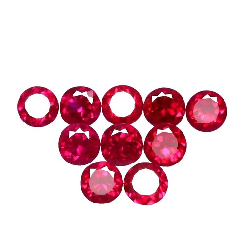 Natural Certified 10 mm Burma Pigeon Blood Red Ruby 10 Pcs Round AAA+ Gemstone