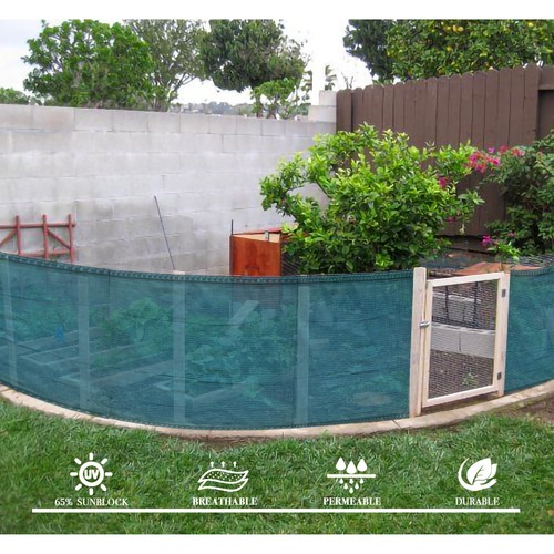 65% Sun Block Backyard Fence Mesh Fabric Shade Cloth Cover w/ Lock Hole in Green - Picture 8 of 10
