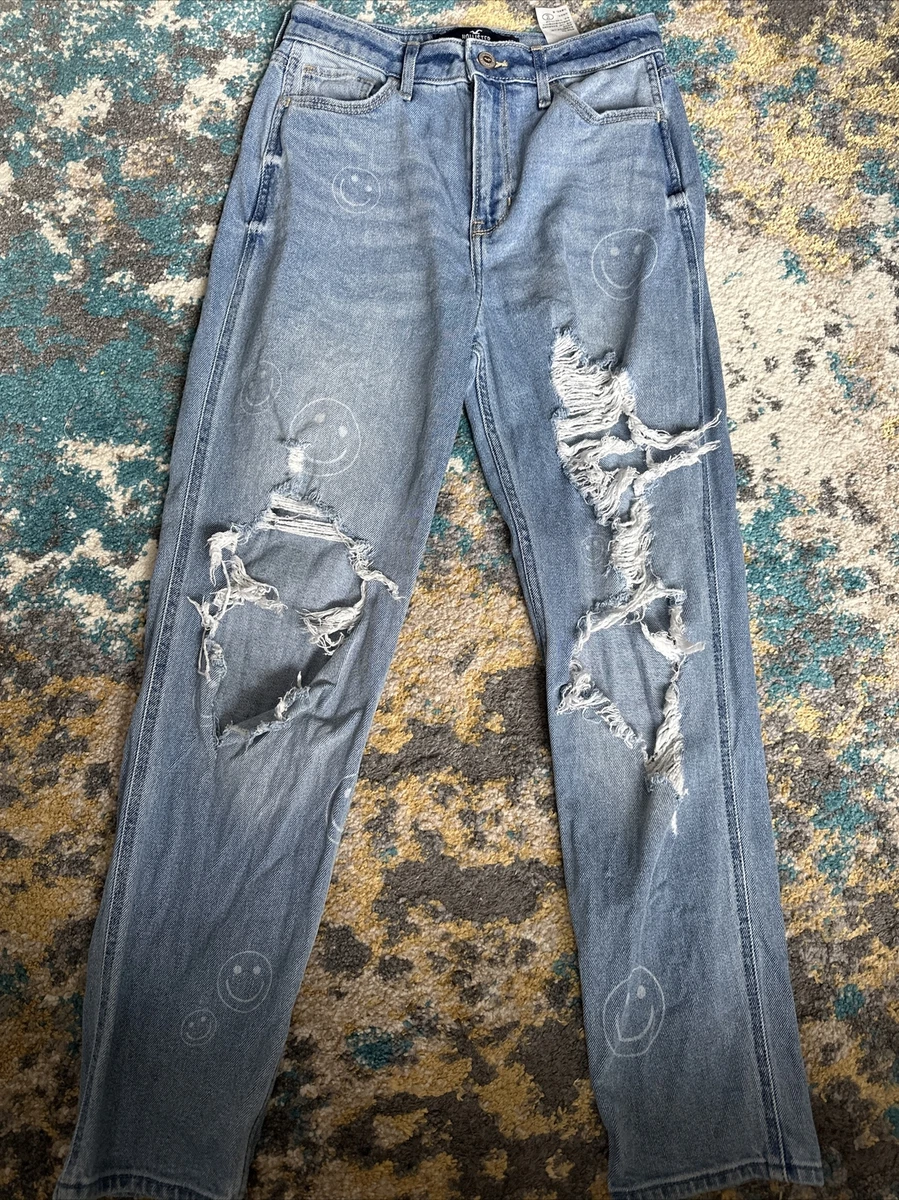 hollister smiley face jeans ripped