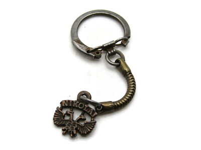 Vintage Nikolai Keychain Russian Double Headed Eagle Heraldic Crest Metal Key