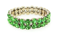 2-Line Swarovsky Crystal Stretchable Bracelet - Green - BR-39SS-S2GN
