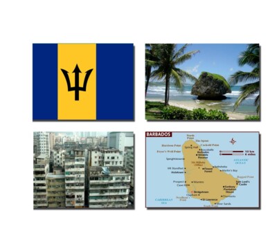 4er Set Barbados Kühlschrankmagnete - Flagge, Karte und Wahrzeichen Sehenswürdigkeiten