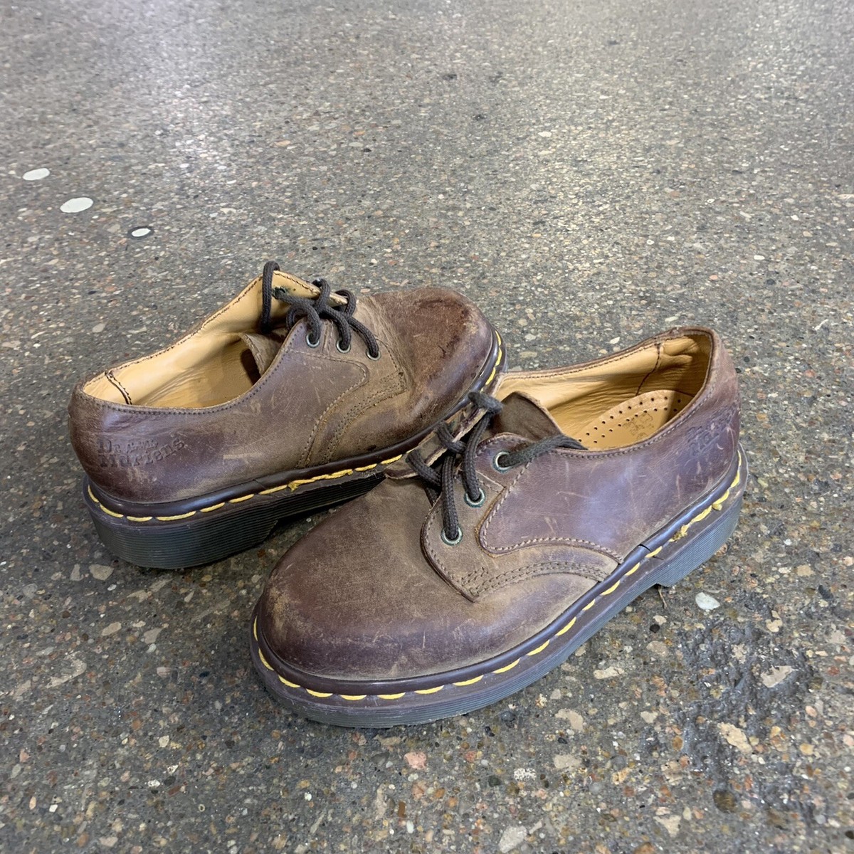 Vintage Dr. Martens Kids Shoes Oxford Brown Leather UK 11