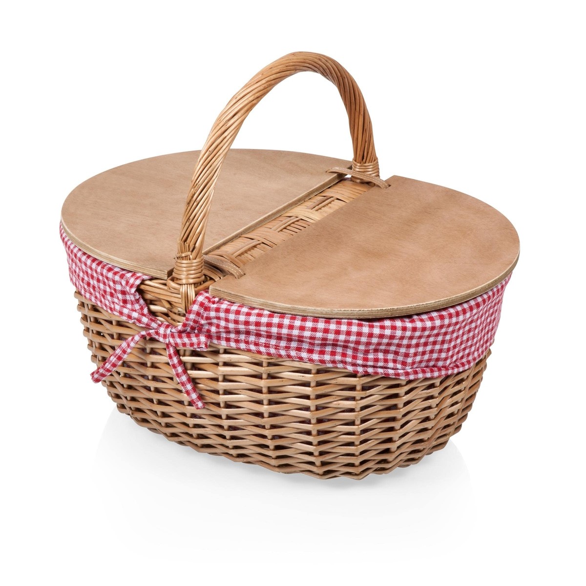 PICNIC TIME - Country Vintage Picnic Basket with Lid - Wicker