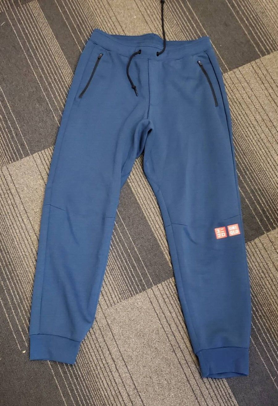 【RARE】UNIQLO Dry Stretch Sweatpants L NAVY Blue Kei Nishikori Model Tennis Men's