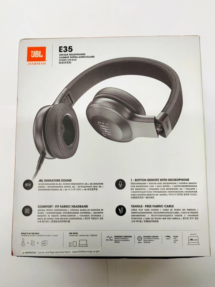 JBL-by HARMAN / E35 / On-Ear Headphones / Button Remote with Mic - Black - Image 2 of 4