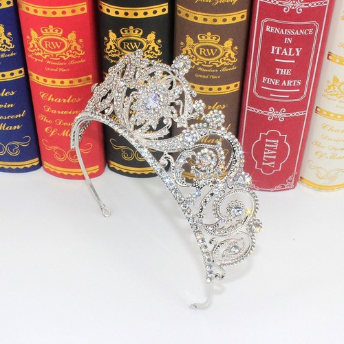 Tiara corona de cristal grande de circonita cúbica de 6,2 cm de alto boda reina princesa graduación adulto - Imagen 8 de 10