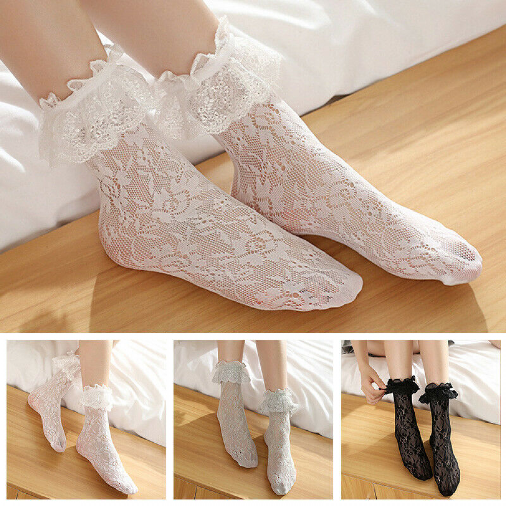 Adorable Women's Lace Ruffle Frilly Short Socks In Cute Princess Lolita Style Dropship Elegant Ladies Cute Girls Gift