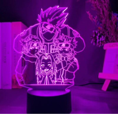 Acrylic Anime Led 3D Night Light Naruto Mix Figures Kids Bedroom Lamp Decor Gift