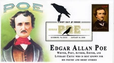 AO-4377-1 2009, Edgar Allan Poe, Digital Color Postmark, FDC  SC 4377, Add-on Ca