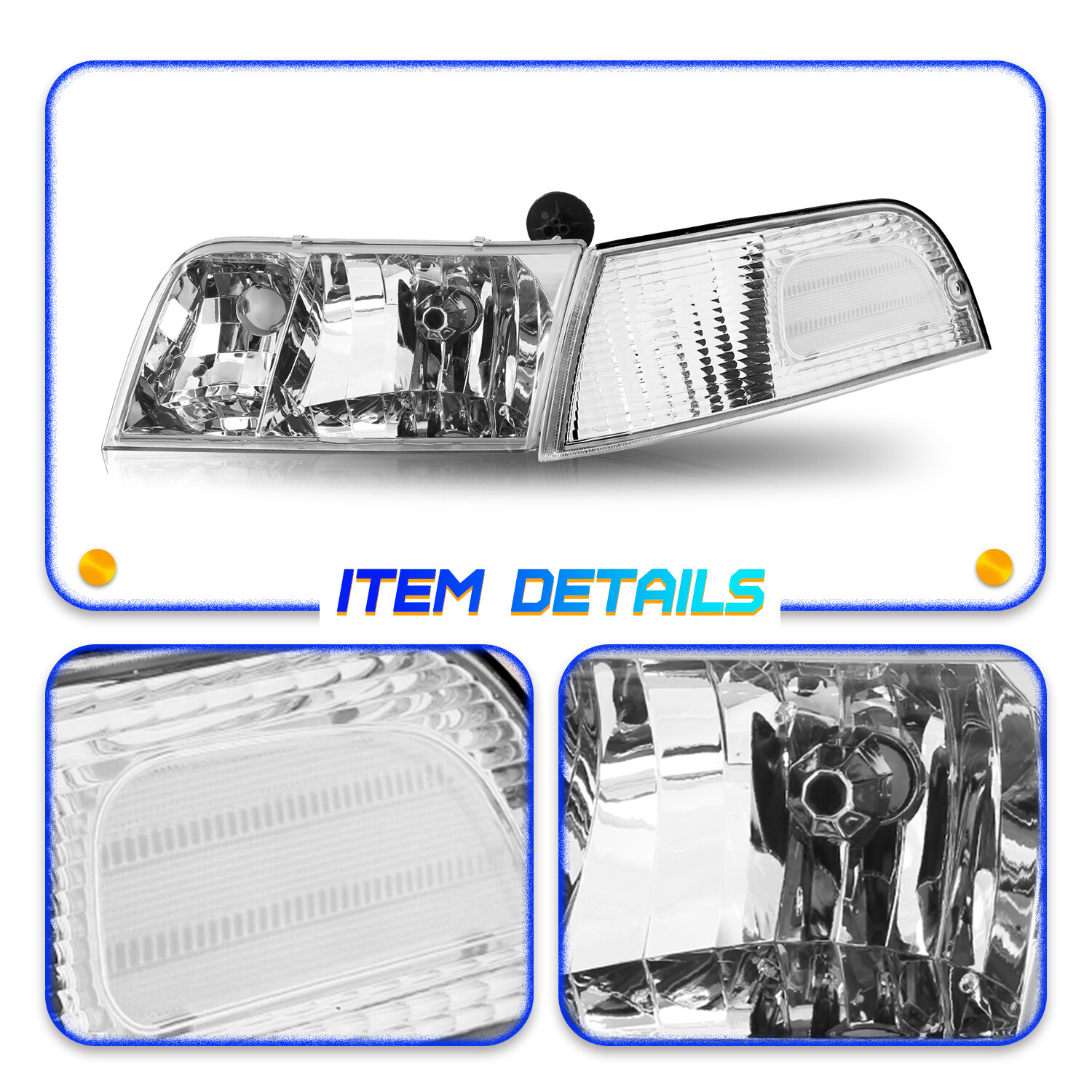 For 19982011 Ford Crown Victoria Chrome Housing Headlights+Corner