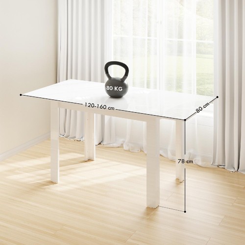 Tavolo da Pranzo Allungabile per 4-6 Persone 120-160x80x78 cm Bianco DecHome - Foto 3 di 9