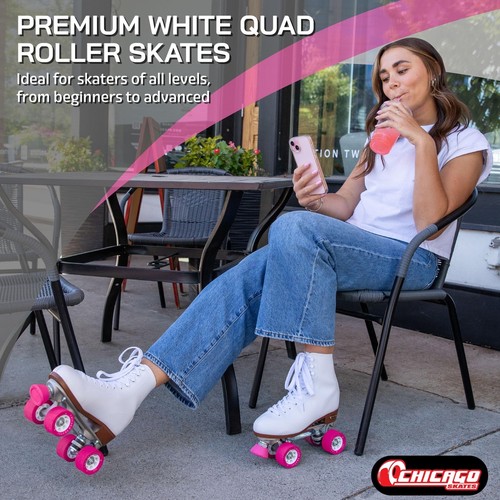 CHICAGO Skates Premium White Quad Roller Skates for Girls and Women Beginners... - Picture 2 of 8