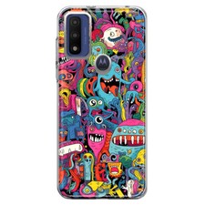 For Motorola Moto G Play 2023 Shockproof Case Psychedelic Aliens Characters
