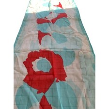 Vintage Womens Aqua  Red white Scarf 15  x42  