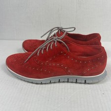 Cole Haan Zerogrand Womens Red Suede Wingtip Oxfords Shoes Size 8 B W02106