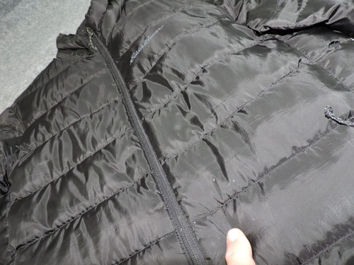 Eddie Bauer EB650 Mens Small Down Lightweight Puffer Zip Black Jacket Flaws - Picture 6 of 17