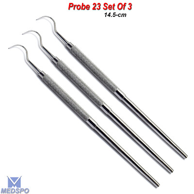 Dental Explorer Probe 23 Surgical Examination Periodontal Pick Tools Set Of 3 CE