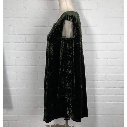 Lior Paris Tunic Top Women 2XL Green Velvet Sheer Cutout Y2K Midi - Picture 3 of 12