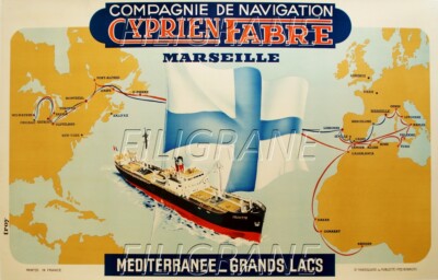 Poster Vintage 40x60cm - Affiche Cie MARITIMES A.O.F BATEAU Raoi Par PostersAndCo