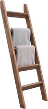 FUIN 5ft 58" Wood Blanket Ladder Living Room Decorative Wall Leaning Brown