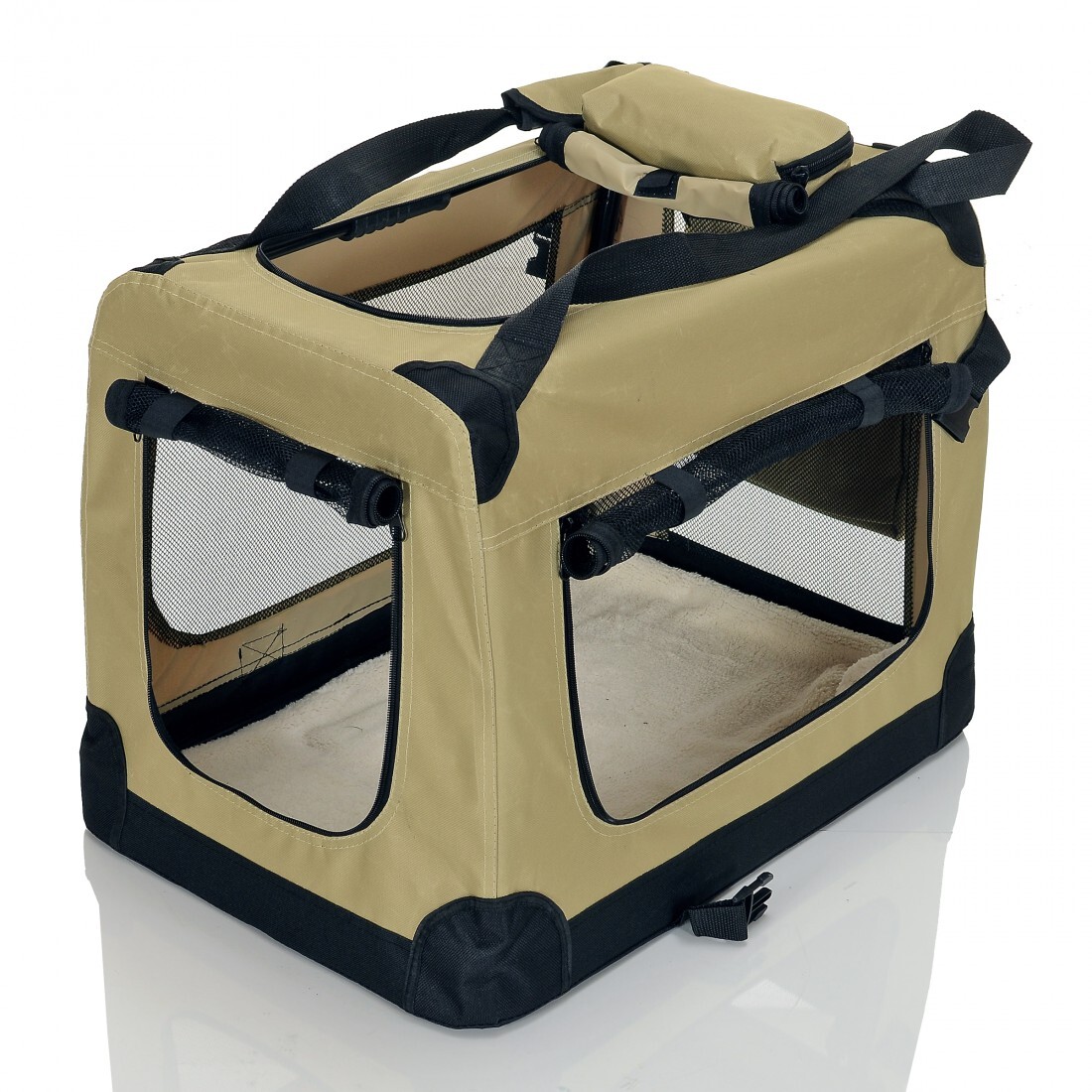 Faltbare Hunde Transportbox Tragetasche Haustiere, Größe S 50x34x34 BEIGE
