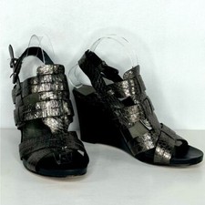 Donald J Pliner Gaia Metallic Wedge Sandals Dark Romantic Witchy Sz 9.5