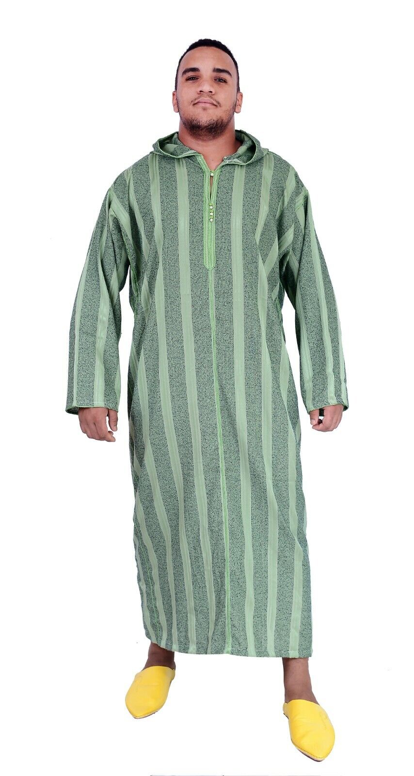 Moroccan Men Djellaba Hooded Caftan Kaftan Thobe Abaya Handmade Arab Green