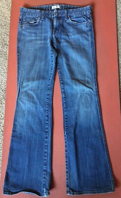 DPD  Deluxe Premium Medium Wash Denim Flared Low Rise Jeans Pants Women's Sz 29