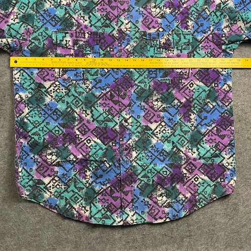 Vintage Western Plains Trading Shirt Men Large Blue Purple Western Aztec Cowboy - Picture 10 of 13