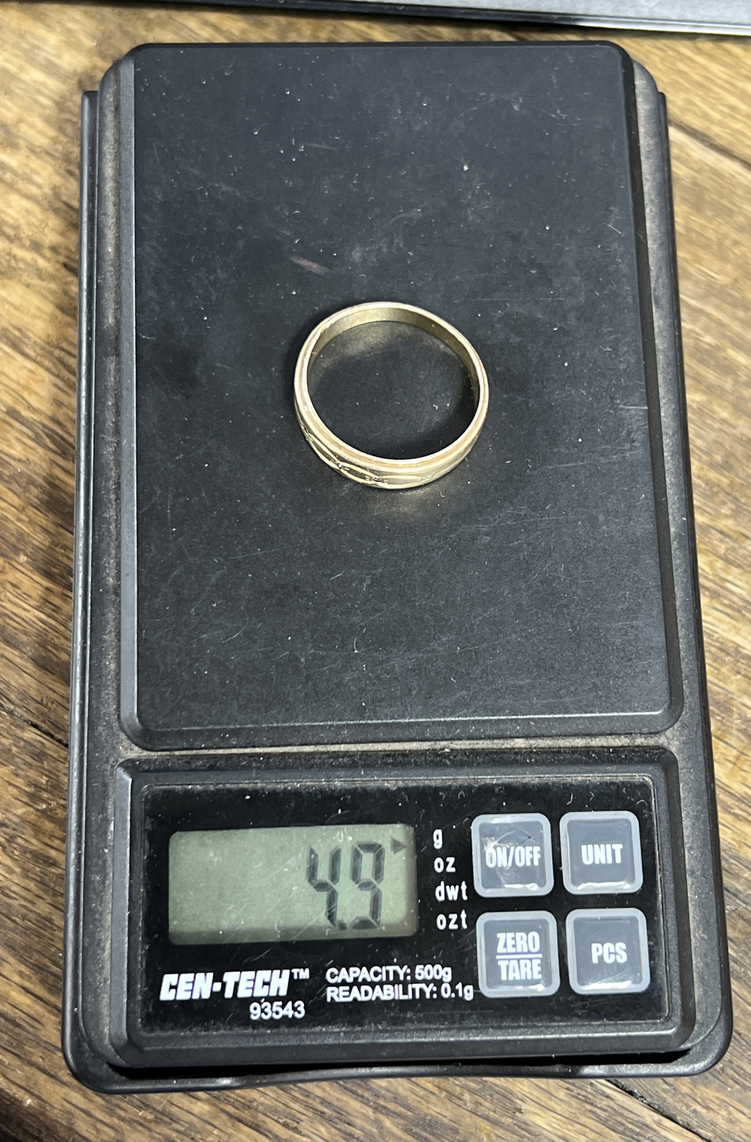 14k SOLID GOLD RING W/ 4 TINY DIAMOND 4.9g SIZE 10 - image 10