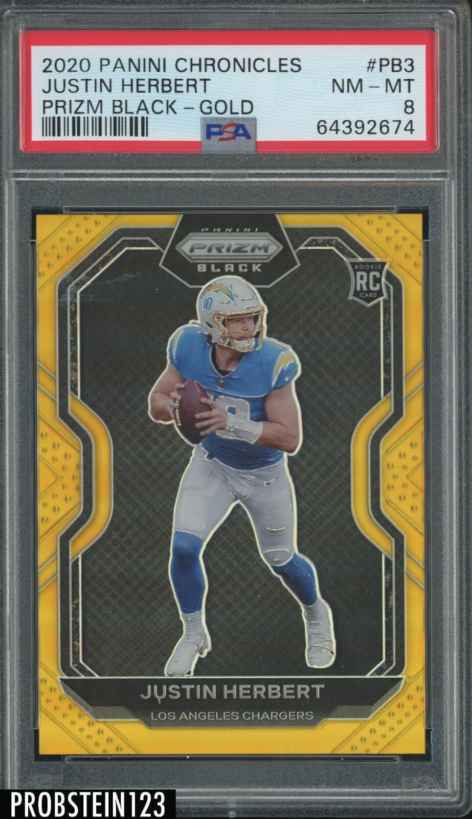 Justin Herbert Panini Chronicles Prizm Black #PB3 Gold