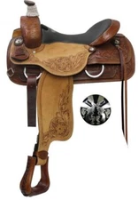 16", 17" Double T  Roper Style Horse Saddle with Cross Guns Conchos