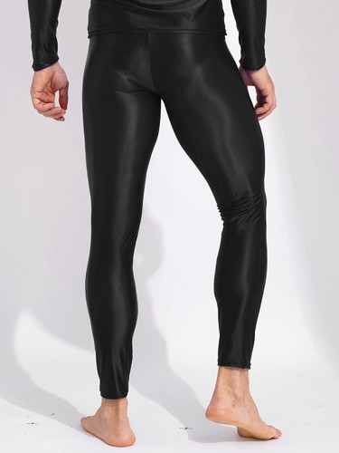 Men's Glossy Ice Silk Underwear Low Rise Slim Tight Pant Mesh Long Trousers - Picture 15 of 107
