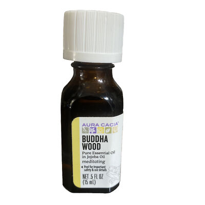 Aura Cacia Buddha Wood Essential Oil in Jojoba Oil .5 fl oz SEALED NEW